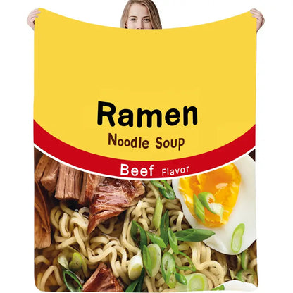 Noodle Soup Print Flannel Blanket – Soft, Warm & Fun Cozy Throw