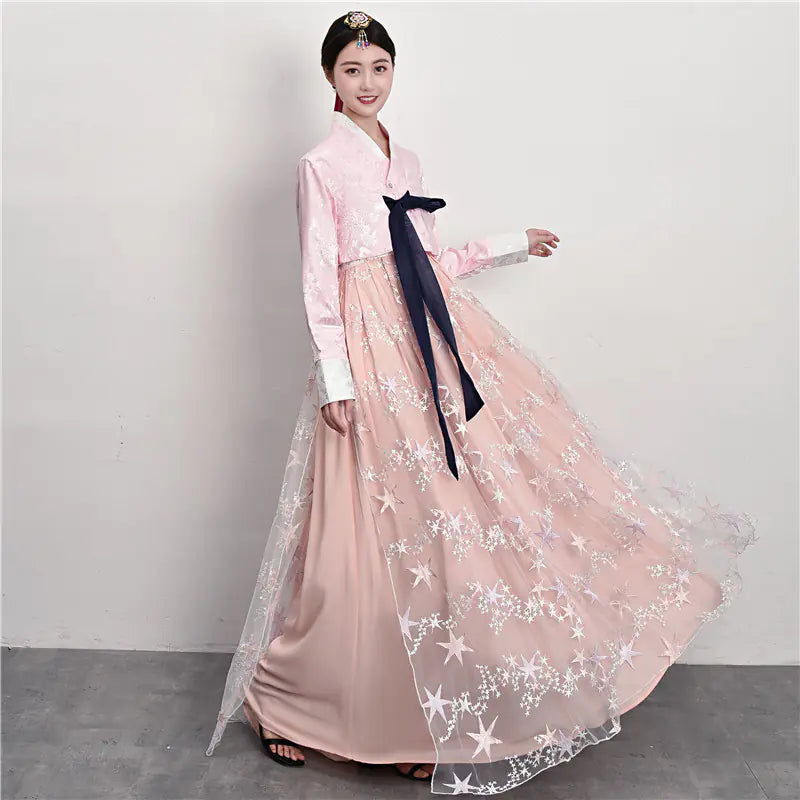 Traditional Court Korean Dance Dress – Ethnic Hanbok Performance Outfit for Cultural Events