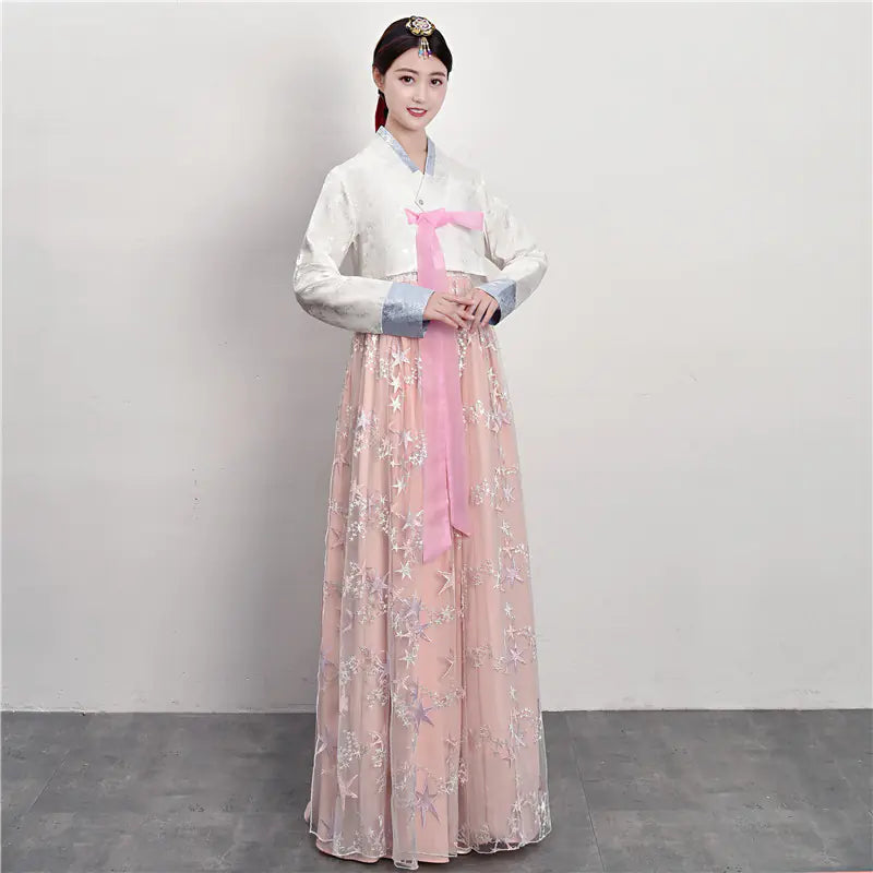 Traditional Court Korean Dance Dress – Ethnic Hanbok Performance Outfit for Cultural Events