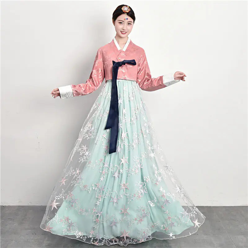 Traditional Court Korean Dance Dress – Ethnic Hanbok Performance Outfit for Cultural Events
