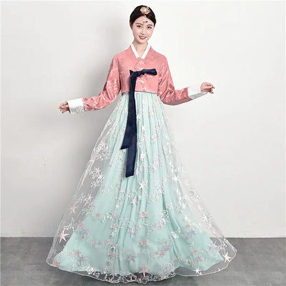 Traditional Court Korean Dance Dress – Ethnic Hanbok Performance Outfit for Cultural Events