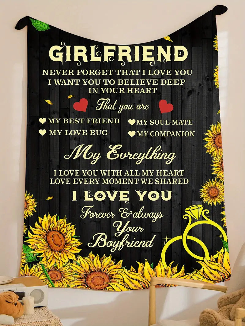 Boyfriend to Girlfriend Sunflower Blanket – Soft, Warm & Romantic Flannel Throw